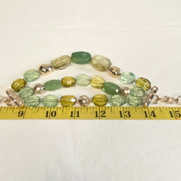Choker Necklace Possibly Dana Buchman Shades Of Green Beads Three Strand - Picture 6 of 7